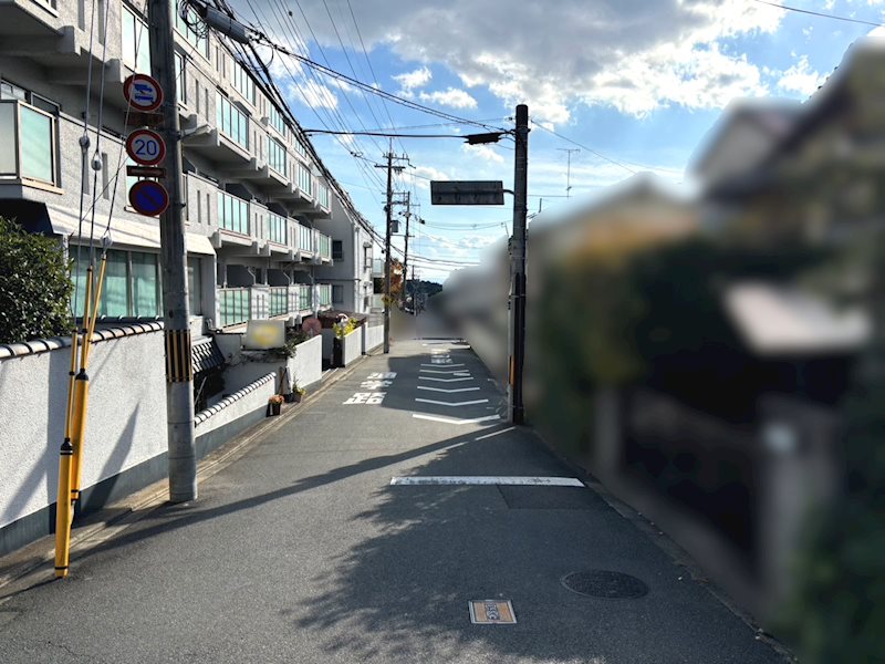 デラシオン御室 駐車場側前道